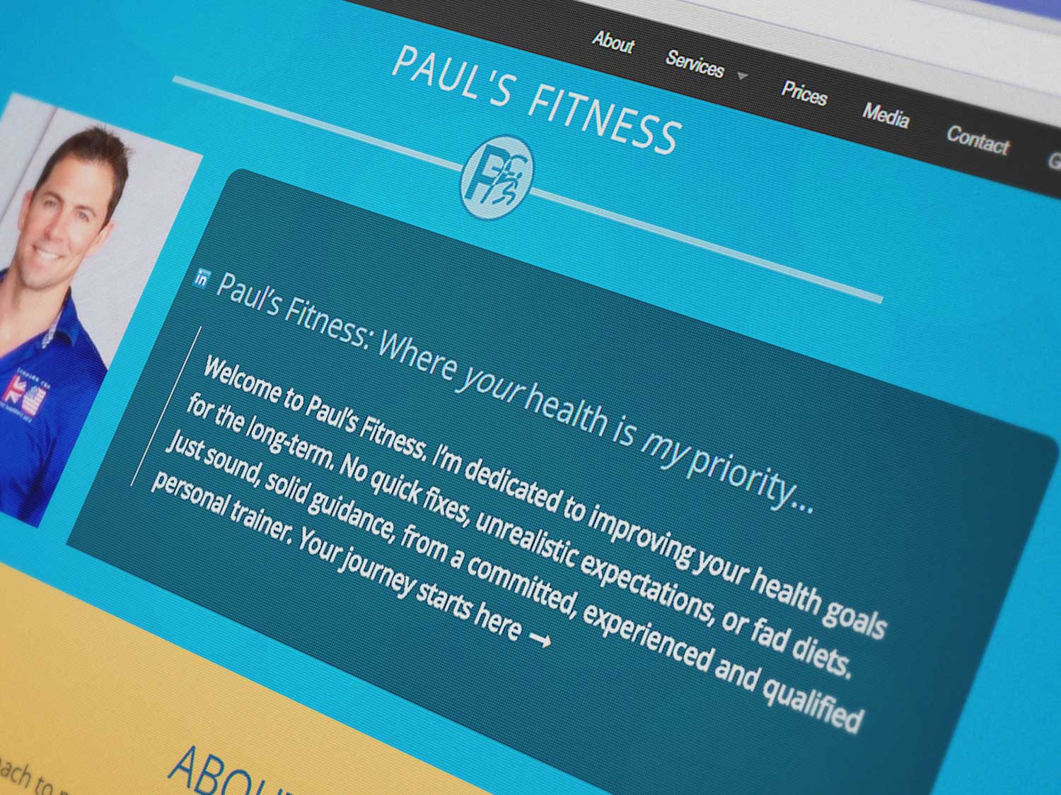 Paul's Fitness personal trainer website featuring Skype Fitness